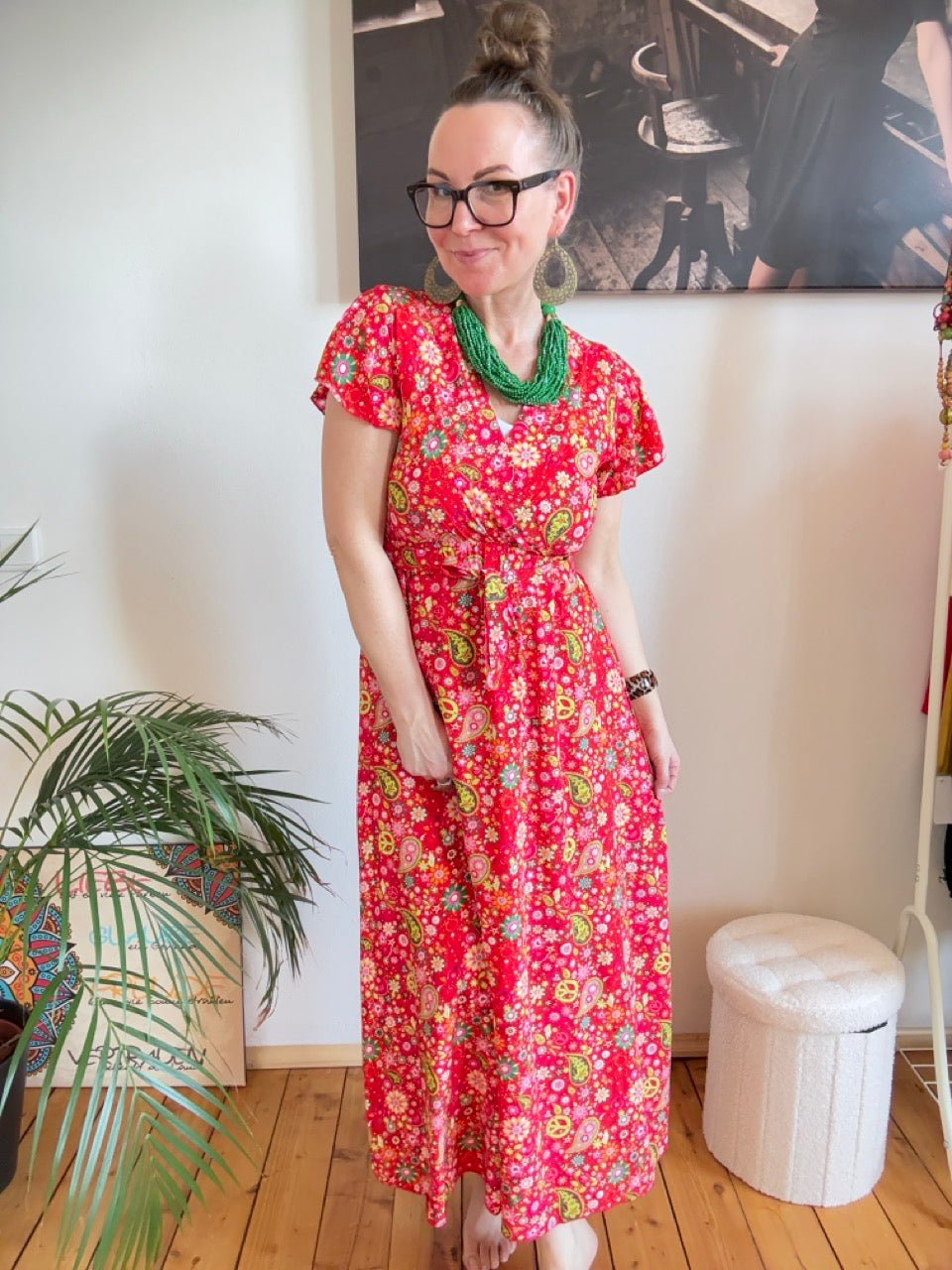 Kleid Love & Peace Rot - FROLLEIN KÄTHE Shop