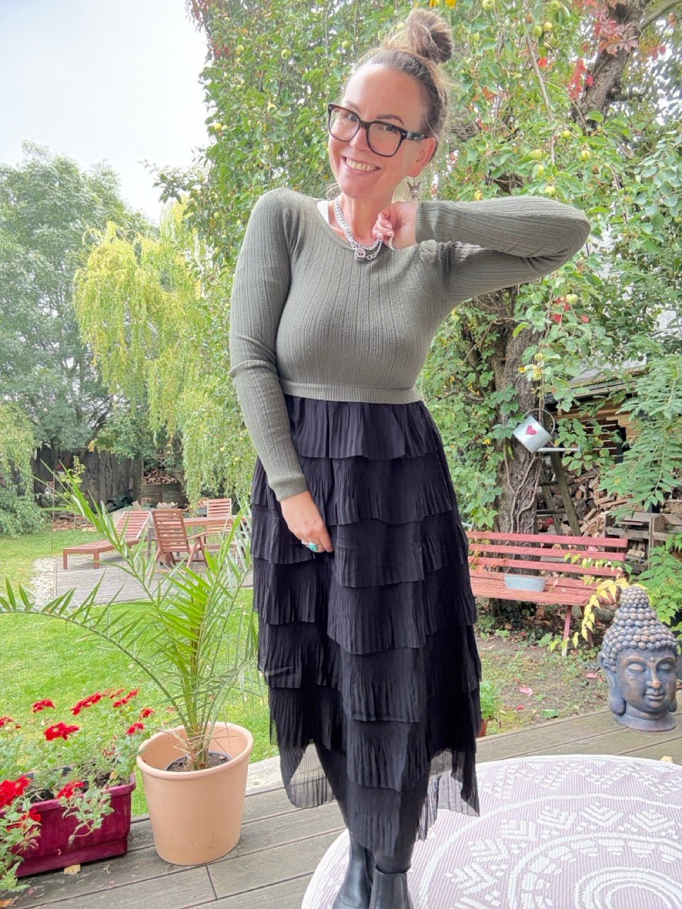 Kleid Ronja Olive Schwarz - FROLLEIN KÄTHE Shop