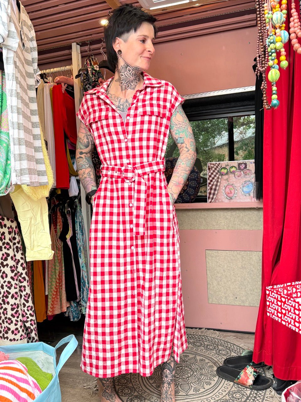 Kleid Vichy Rot Weiß - FROLLEIN KÄTHE Shop