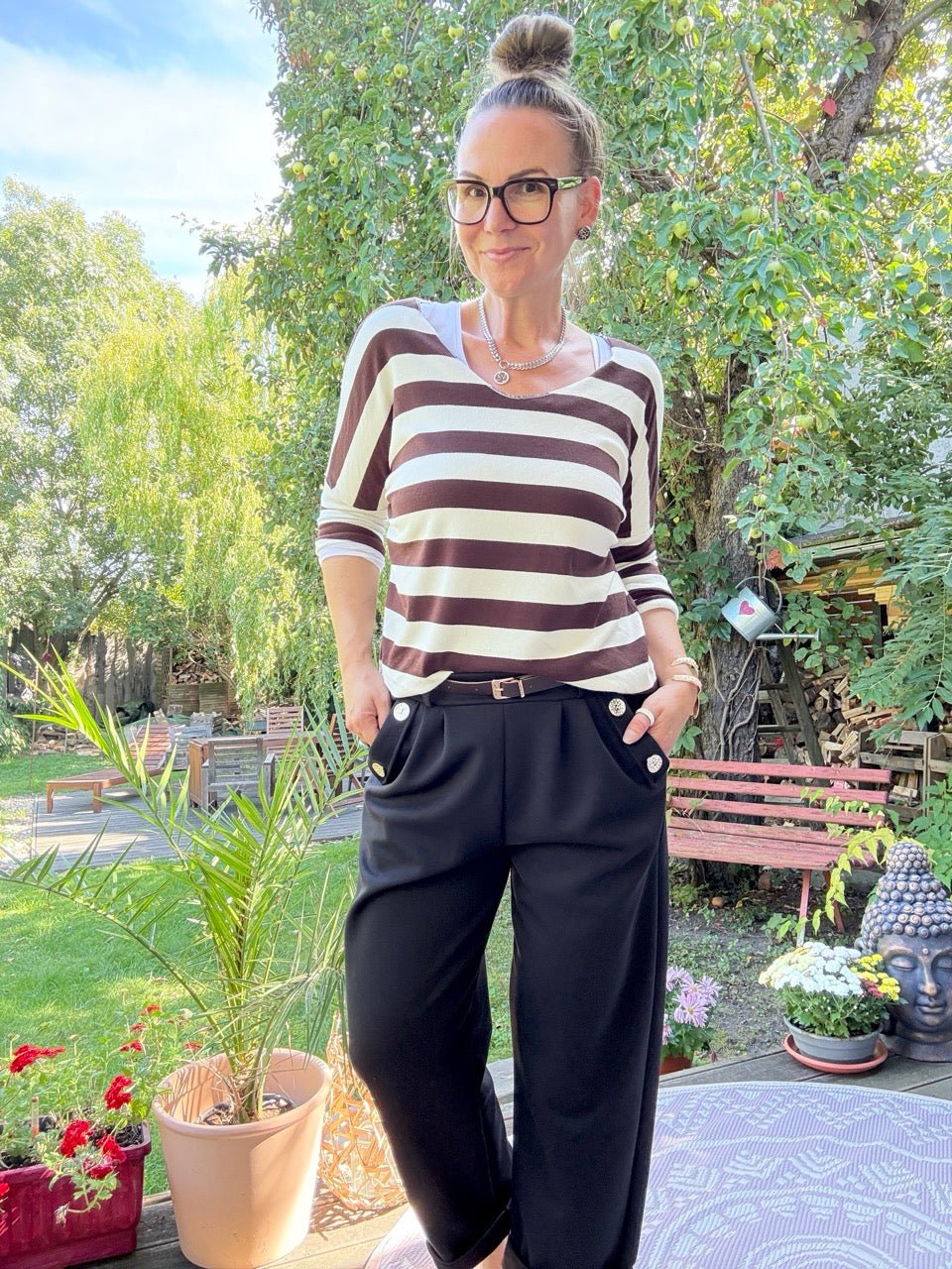Langarm Shirt Chocolate Stripe - FROLLEIN KÄTHE Shop