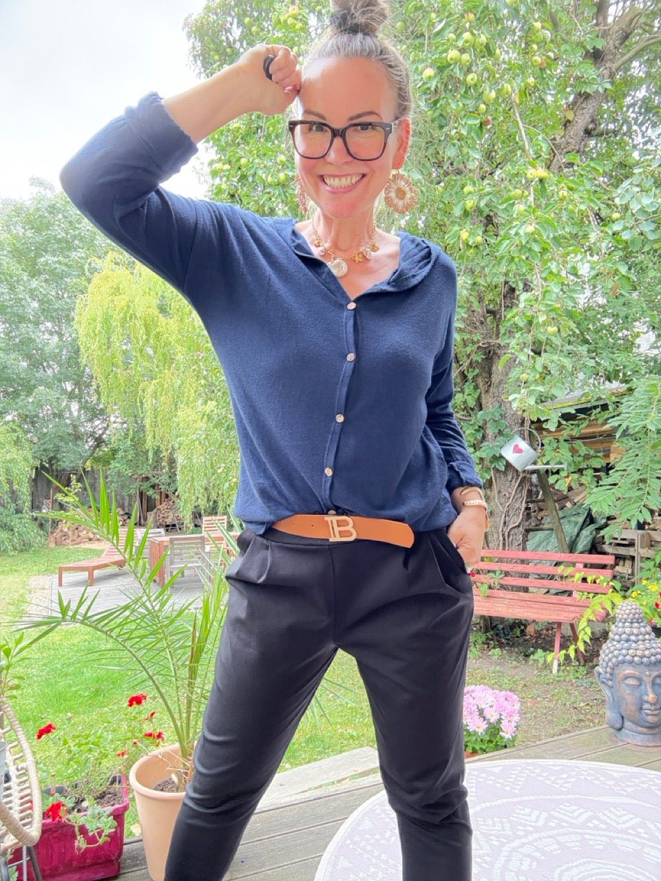 Langarm Shirt Lori Blau - FROLLEIN KÄTHE Shop