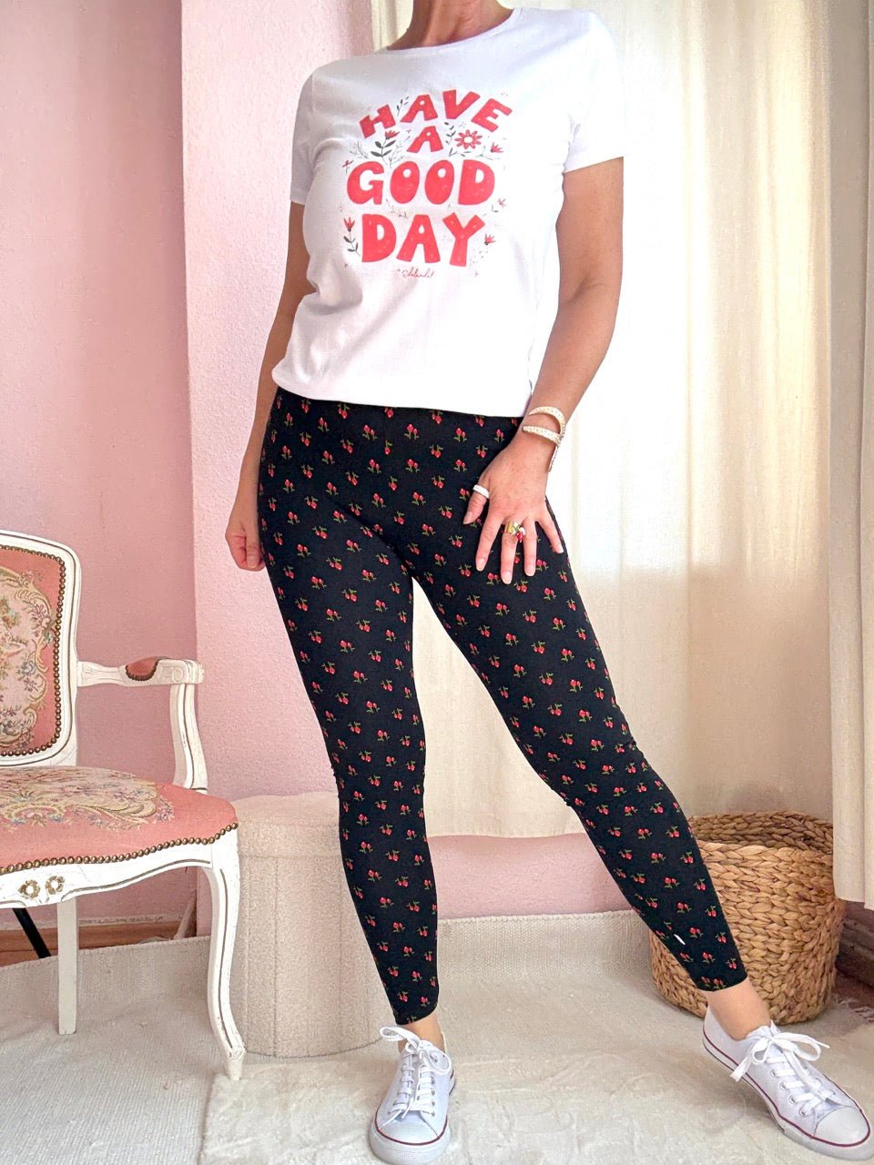 Leggings Flower Day Schwarz - FROLLEIN KÄTHE Shop