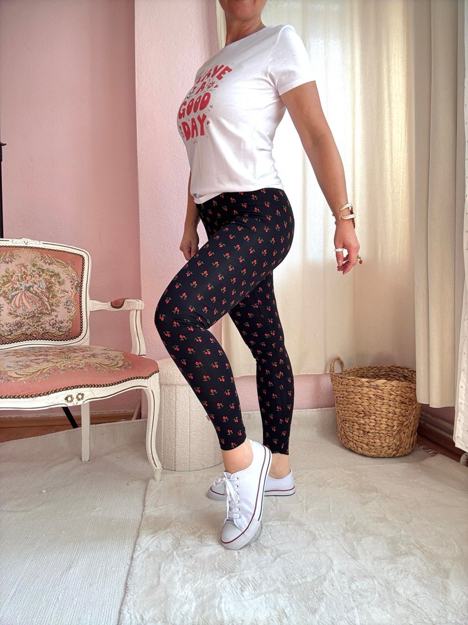 Leggings Flower Day Schwarz - FROLLEIN KÄTHE Shop