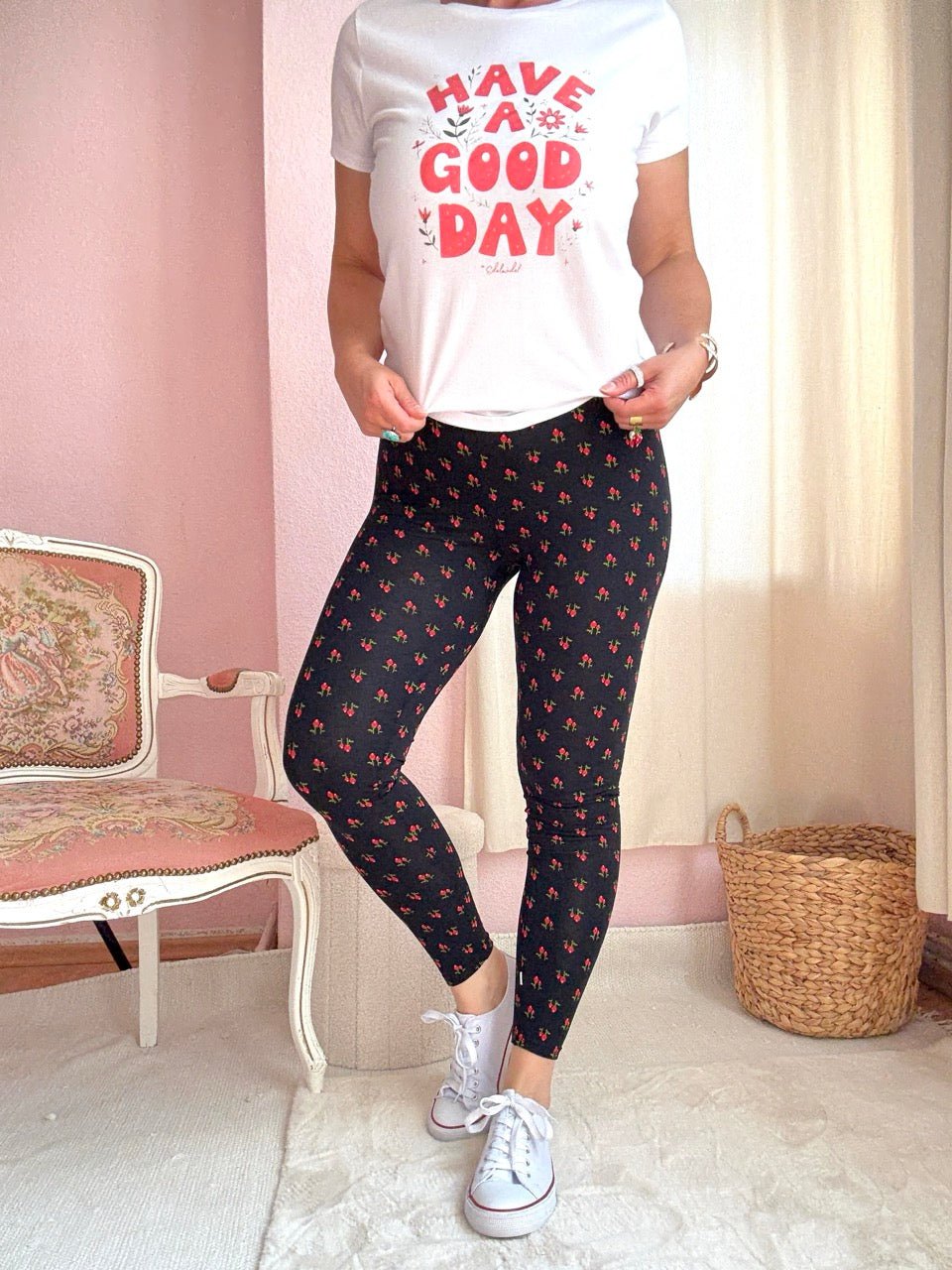 Leggings Flower Day Schwarz - FROLLEIN KÄTHE Shop