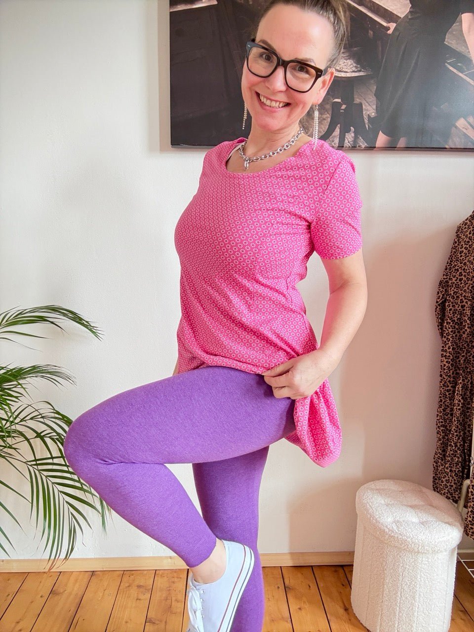 Leggings Strickschick Violett - FROLLEIN KÄTHE Shop