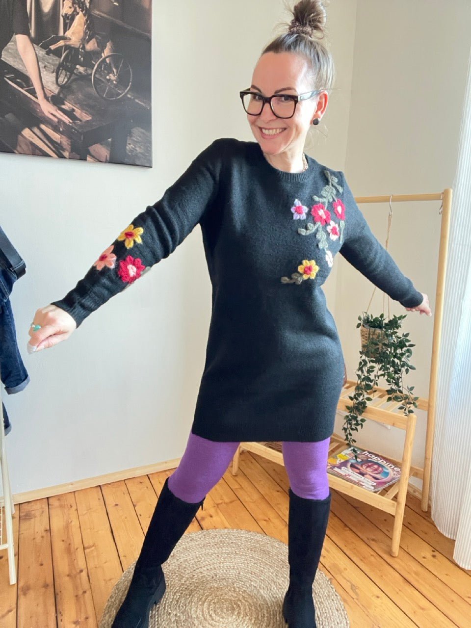 Leggings Strickschick Violett - FROLLEIN KÄTHE Shop