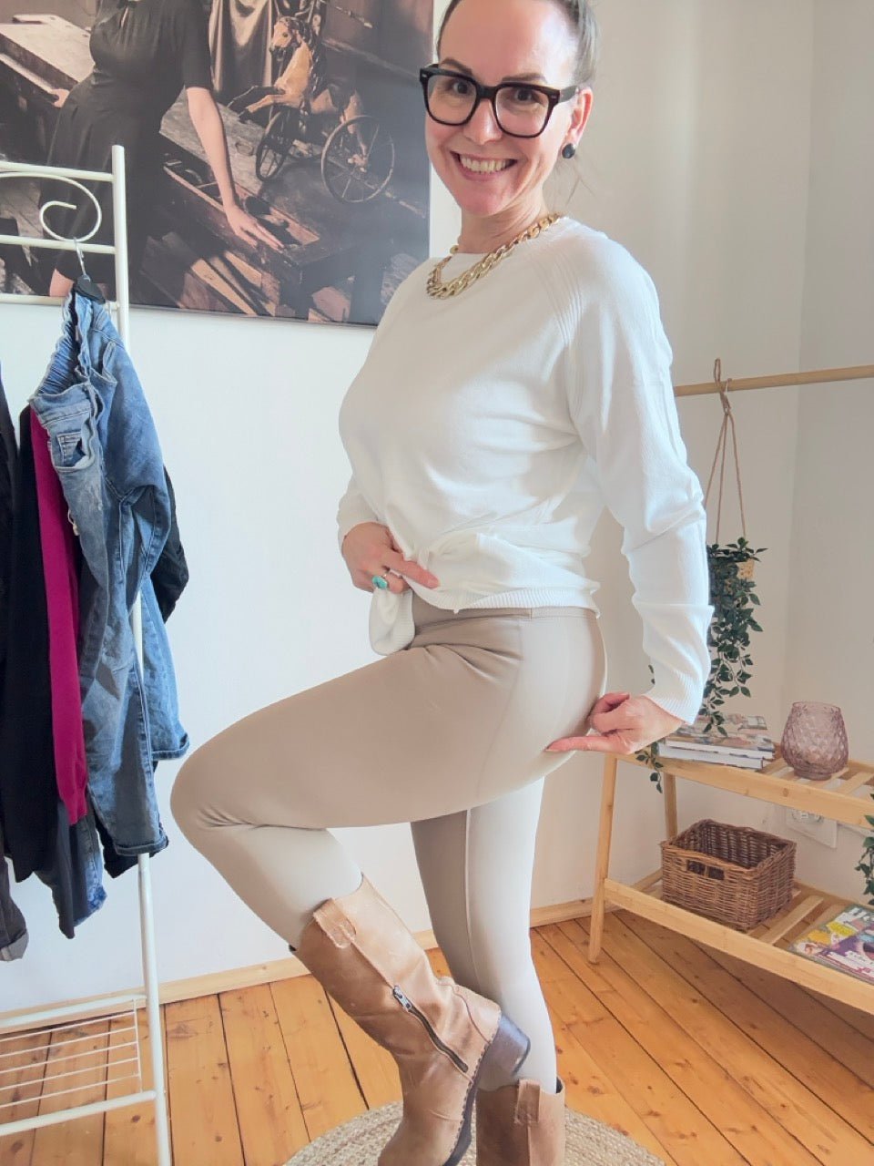 Leggings Thermo Taillenhose Cream - FROLLEIN KÄTHE Shop