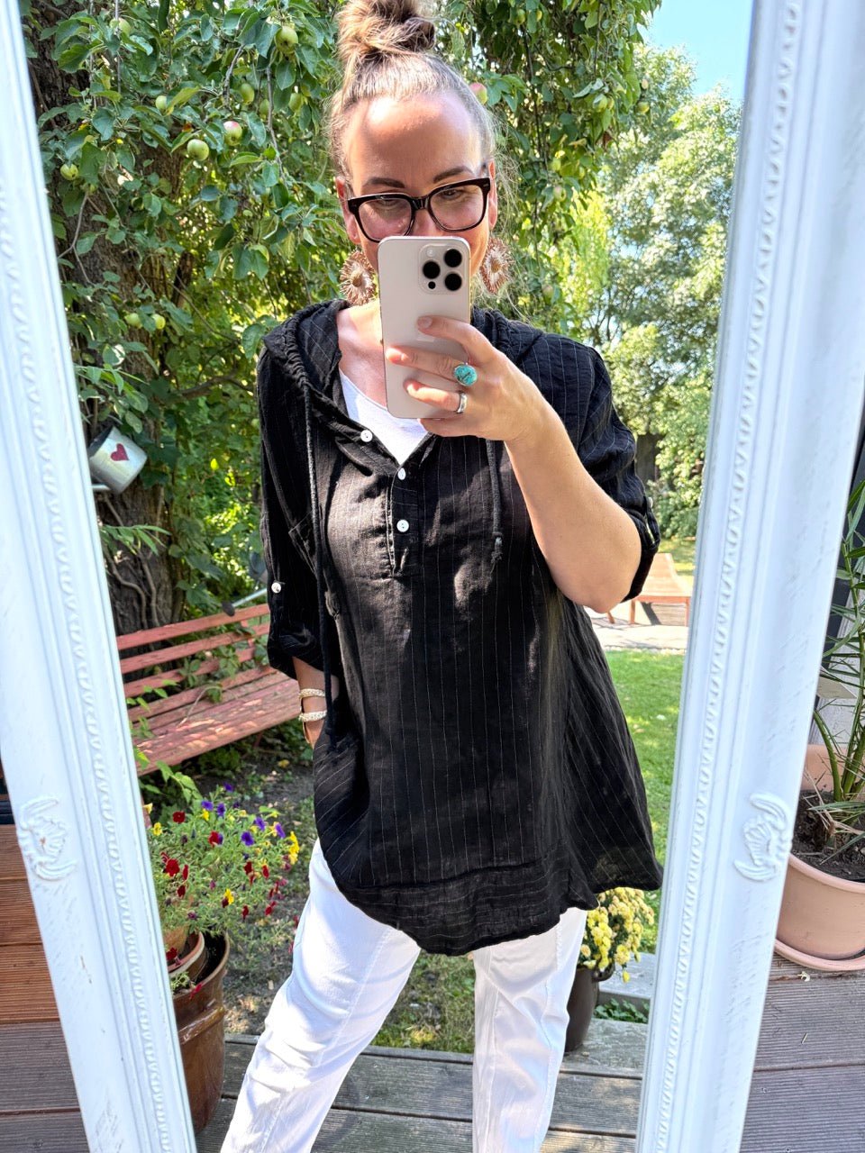 Long Shirt Sonnenfaden Schwarz - FROLLEIN KÄTHE Shop