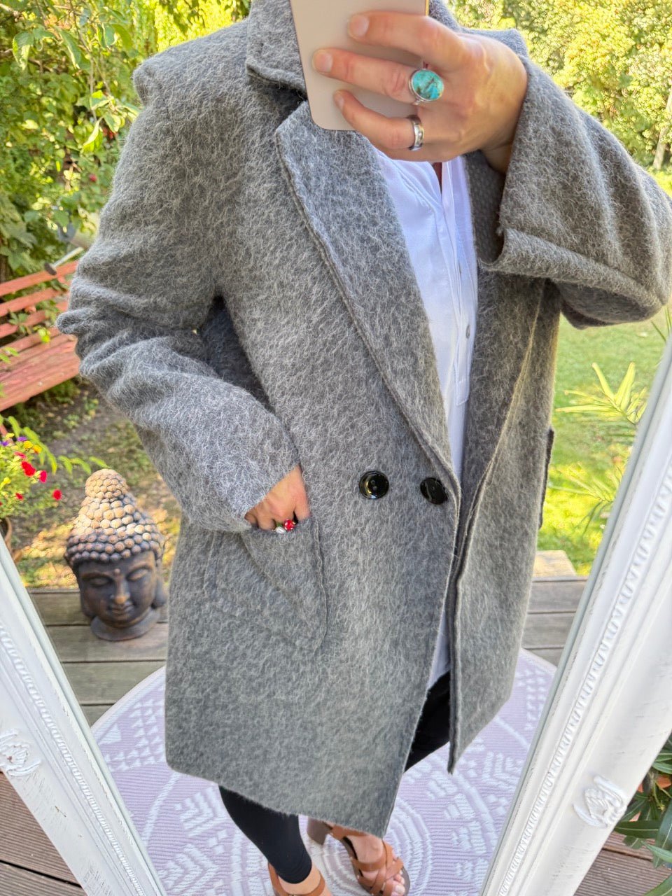 Mantel Jacke Fräulein Flauschig Grau - FROLLEIN KÄTHE Shop