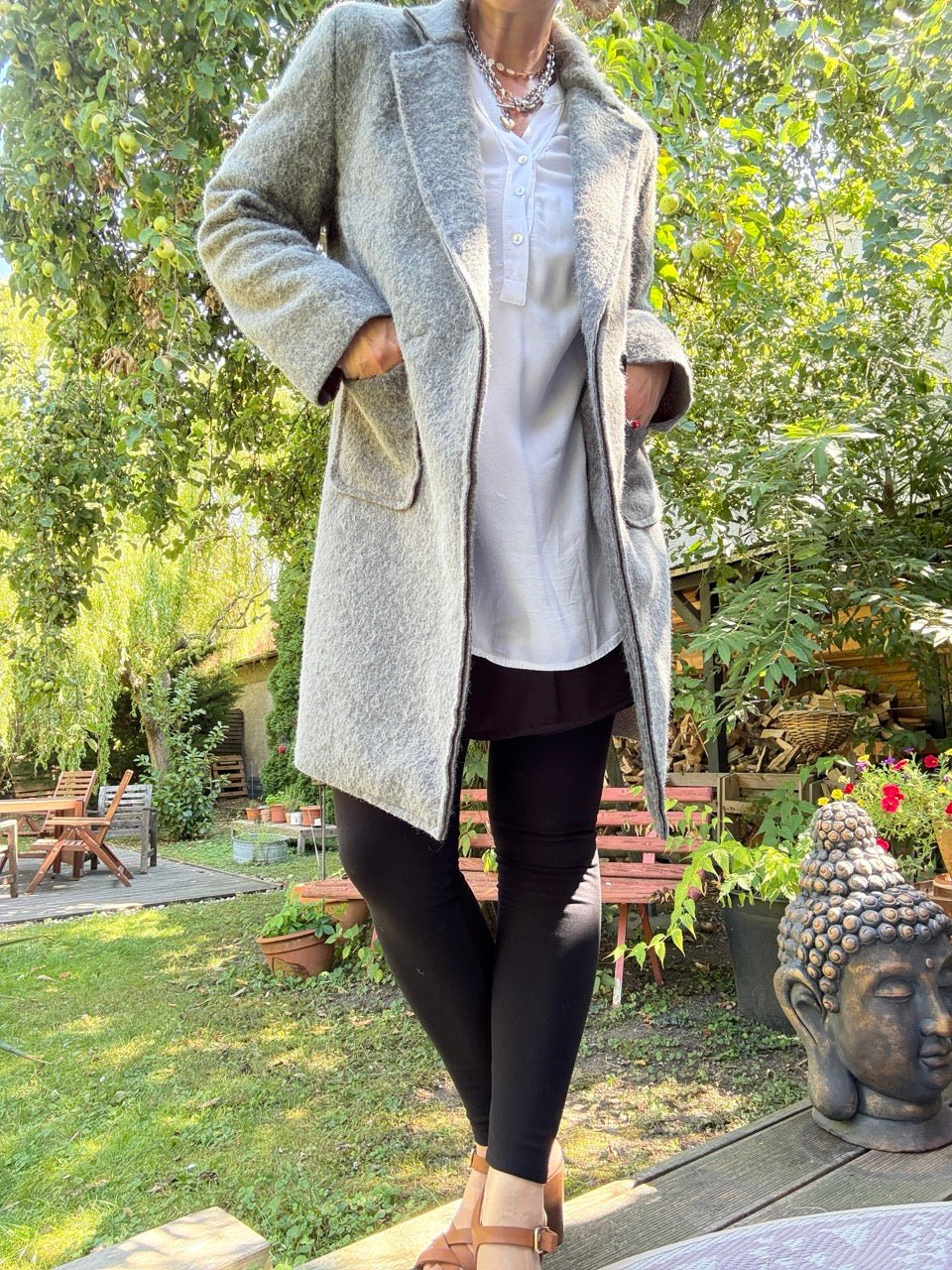 Mantel Jacke Fräulein Flauschig Grau - FROLLEIN KÄTHE Shop