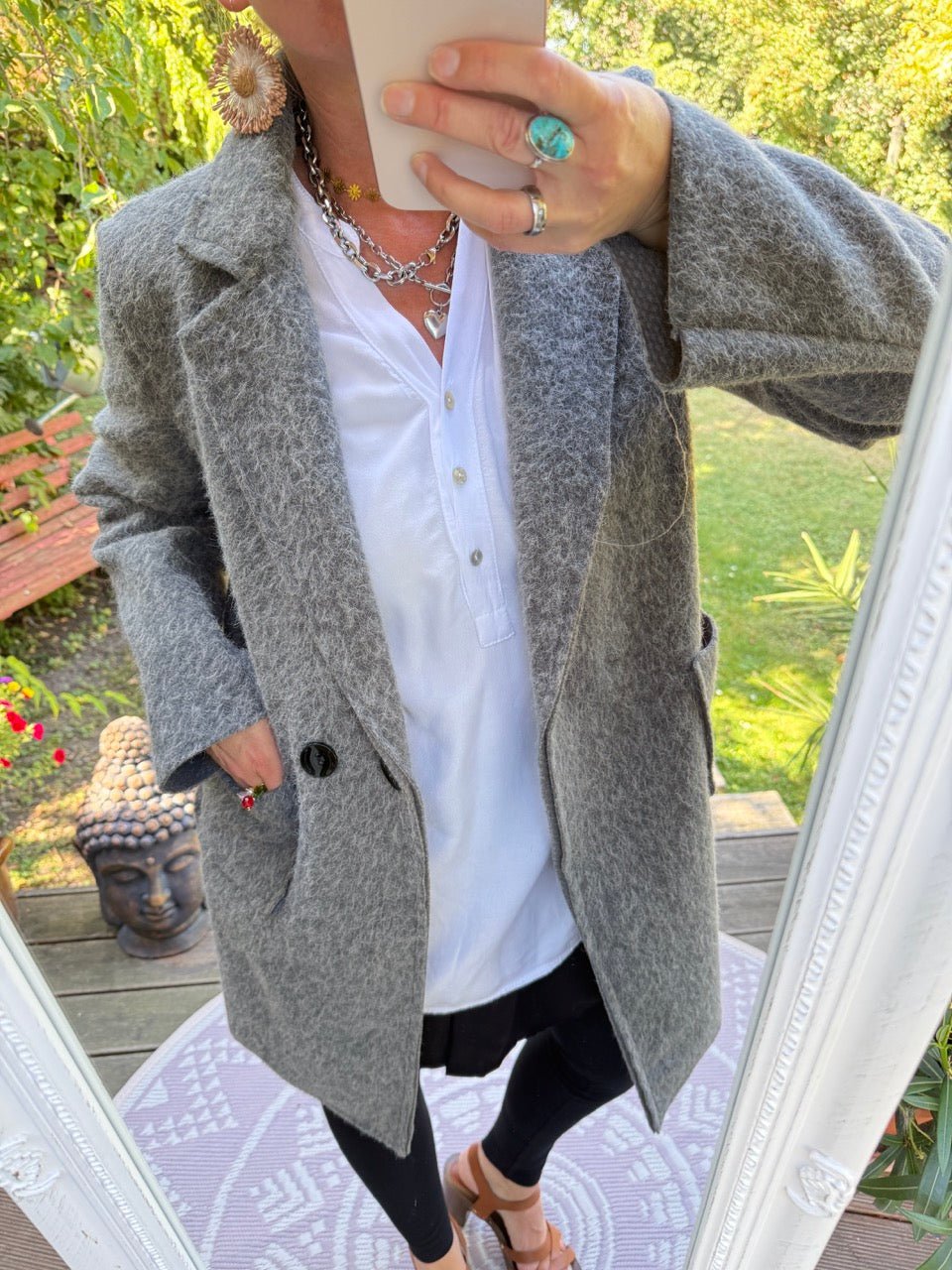 Mantel Jacke Fräulein Flauschig Grau - FROLLEIN KÄTHE Shop