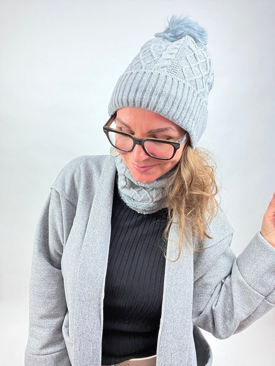 Mütze & Halswärmer Set Grau - FROLLEIN KÄTHE Shop