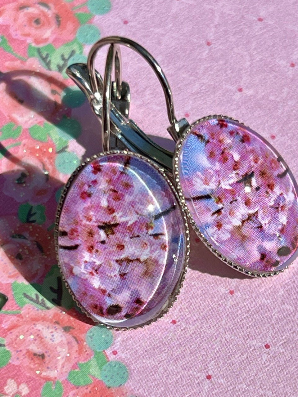 Ohrhänger Kiki Oval Kirschblüte - FROLLEIN KÄTHE Shop