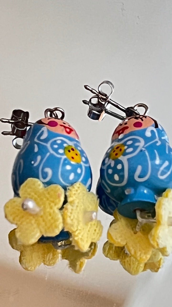 Ohrhänger Matroschka Blau Handarbeit - FROLLEIN KÄTHE Shop