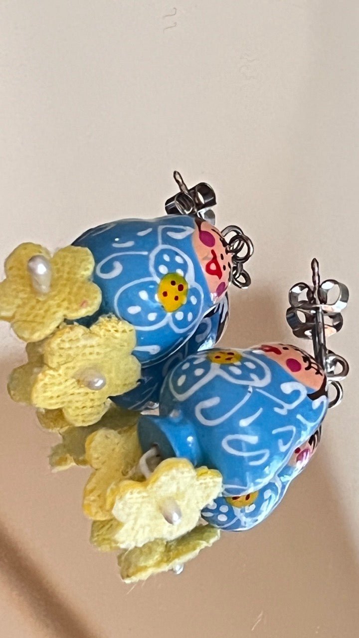 Ohrhänger Matroschka Blau Handarbeit - FROLLEIN KÄTHE Shop