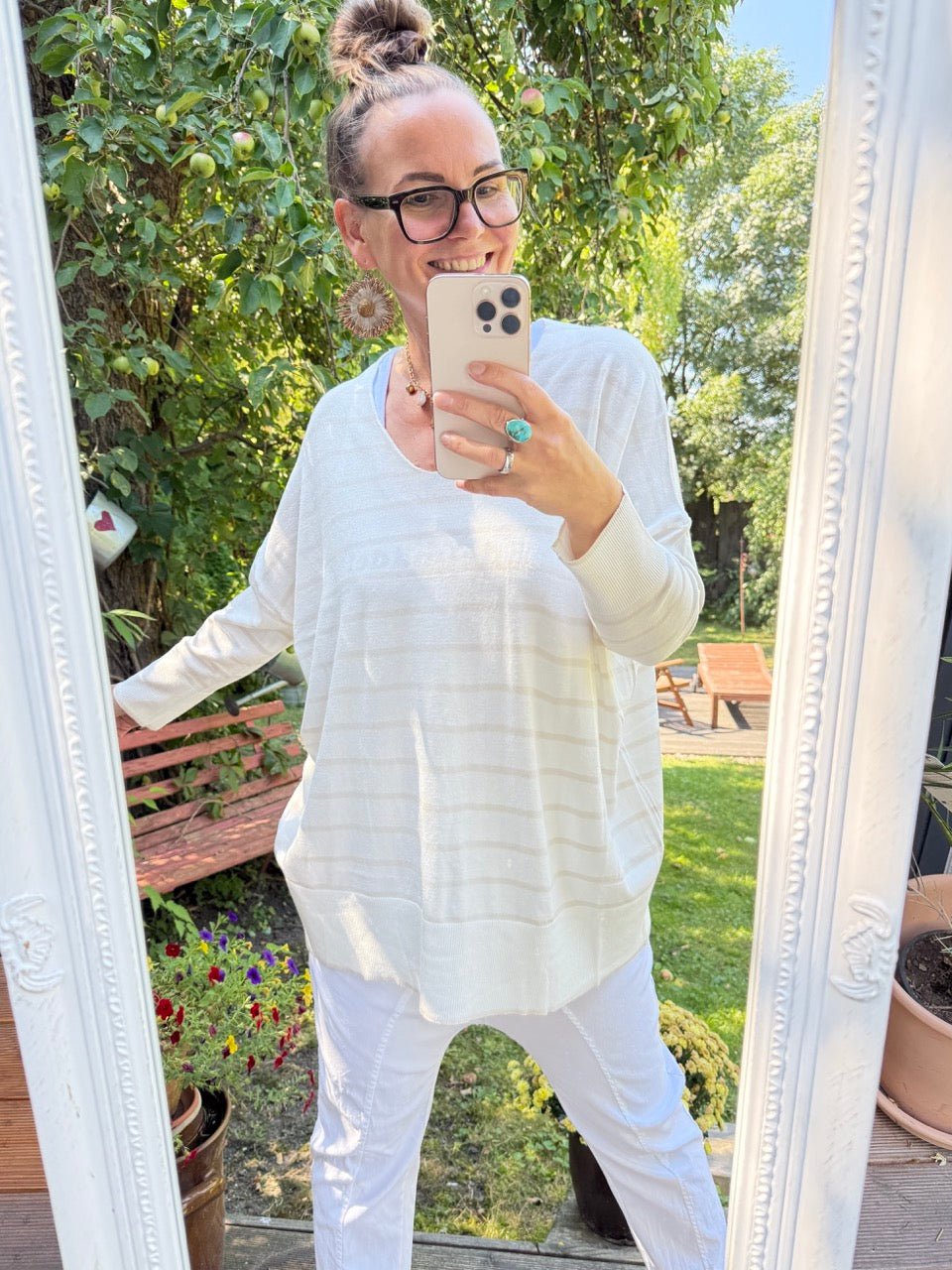 Pulli Cora Stripe Weiß Cream - FROLLEIN KÄTHE Shop