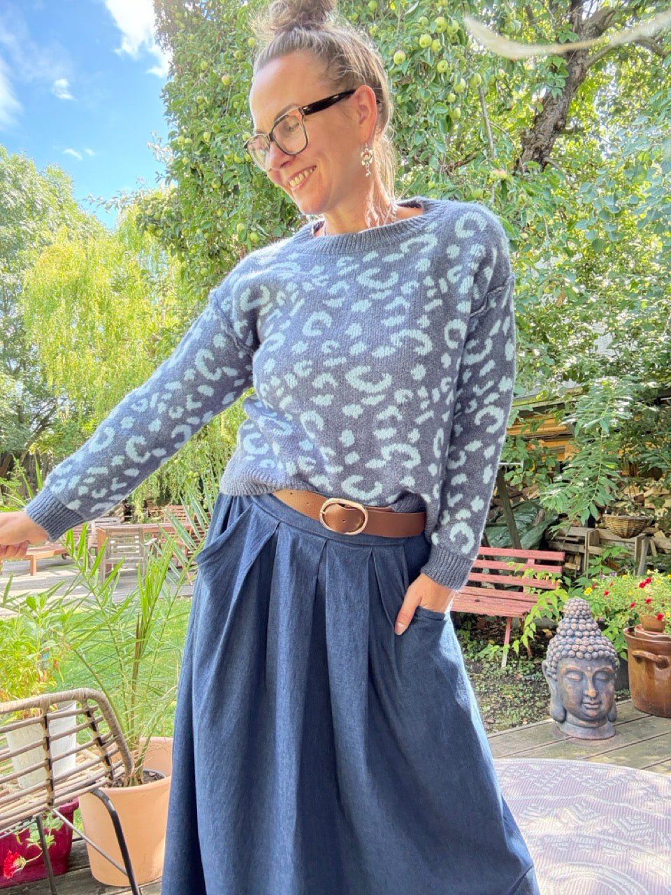Pulli Cozy Leo Blau - FROLLEIN KÄTHE Shop