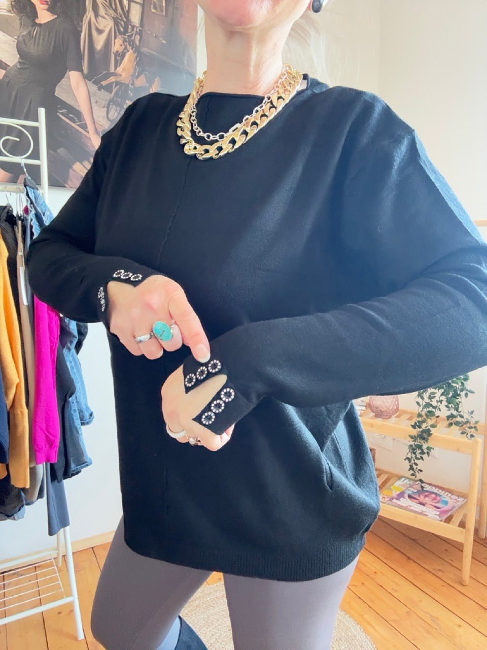 Pulli Mona Schwarz - FROLLEIN KÄTHE Shop