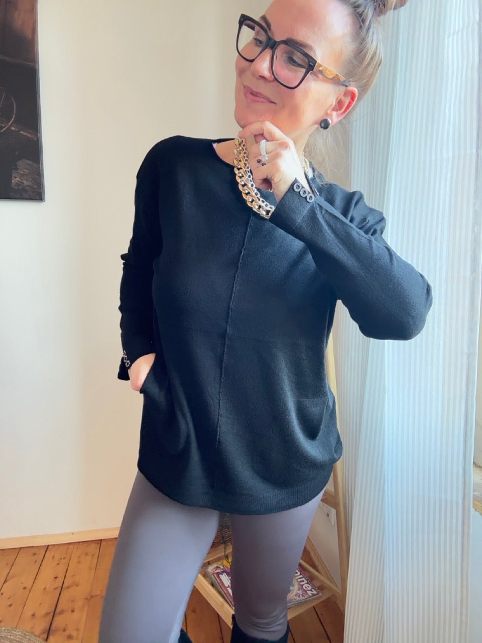 Pulli Mona Schwarz - FROLLEIN KÄTHE Shop