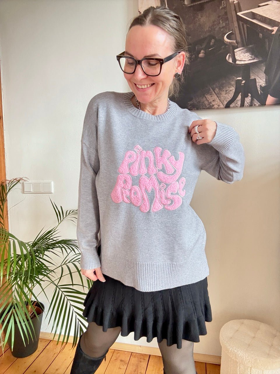 Pulli Pinky Promise Grau - FROLLEIN KÄTHE Shop