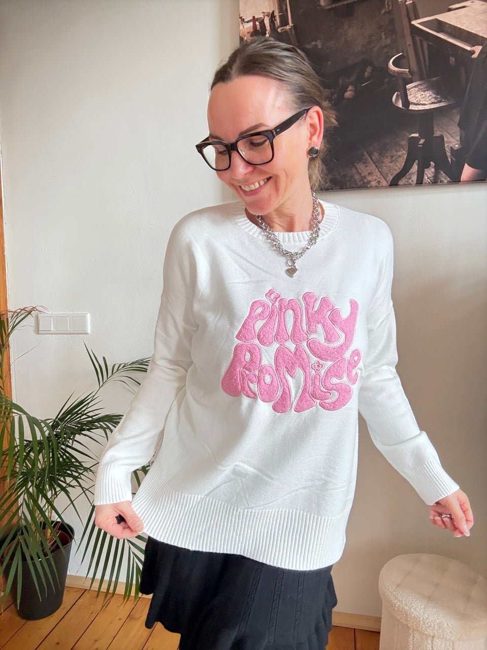 Pulli Pinky Promise Weiß - FROLLEIN KÄTHE Shop