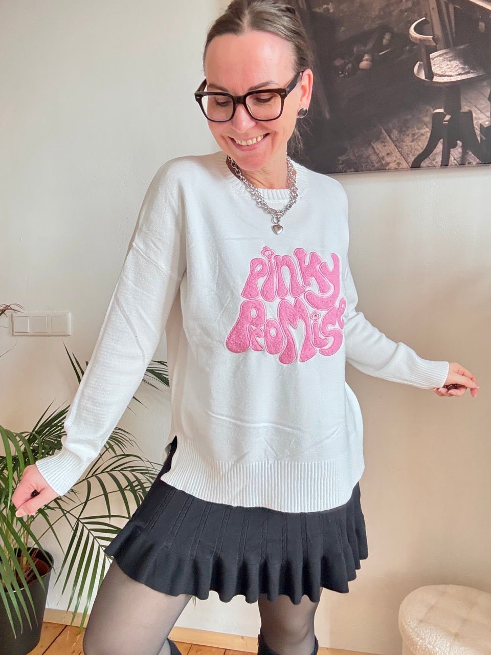 Pulli Pinky Promise Weiß - FROLLEIN KÄTHE Shop