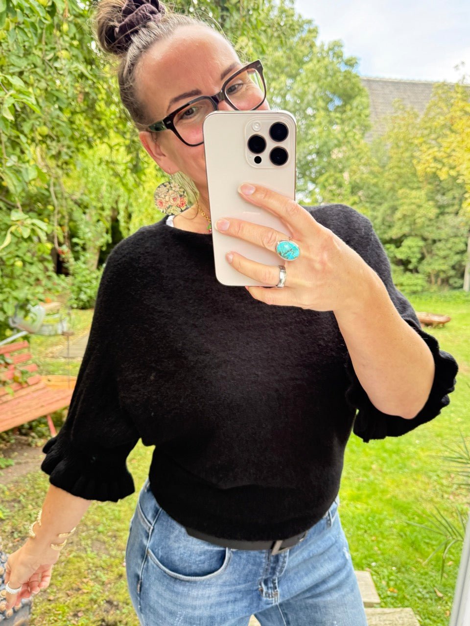 Pulli Rüschenglück Schwarz - FROLLEIN KÄTHE Shop