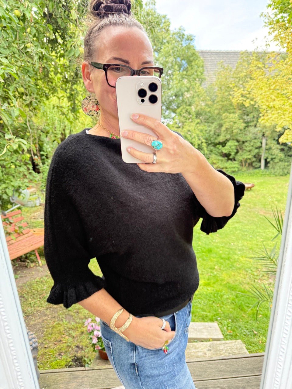 Pulli Rüschenglück Schwarz - FROLLEIN KÄTHE Shop
