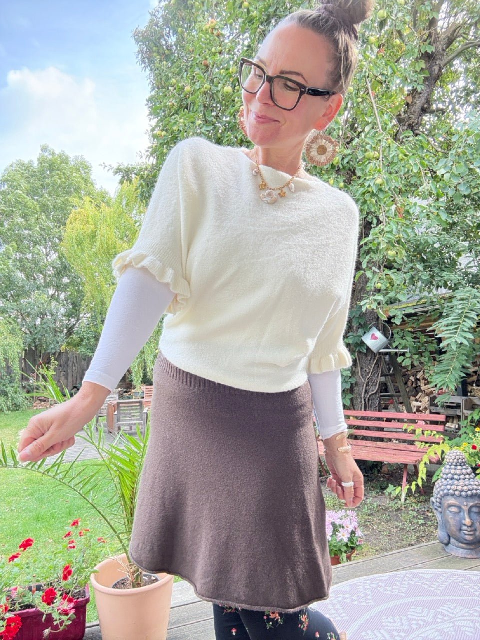 Pulli Rüschenglück Wollweiß - FROLLEIN KÄTHE Shop