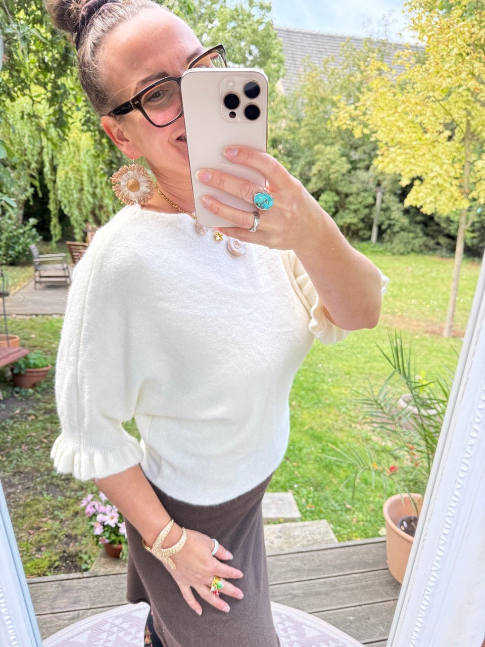 Pulli Rüschenglück Wollweiß - FROLLEIN KÄTHE Shop