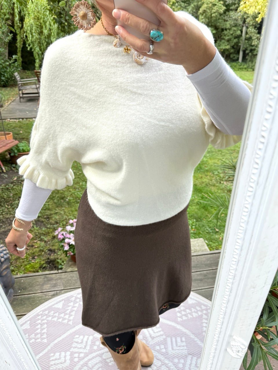 Pulli Rüschenglück Wollweiß - FROLLEIN KÄTHE Shop