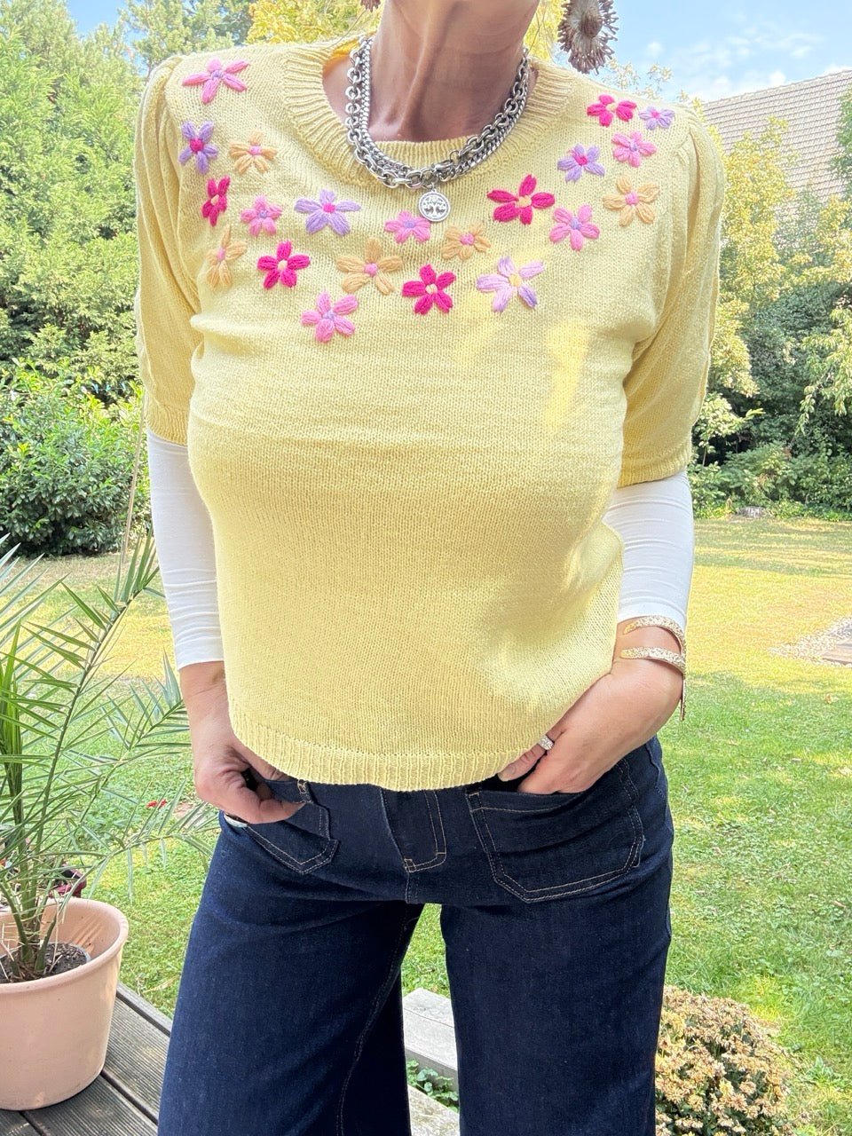 Pulli Spring Blossom in gelb - FROLLEIN KÄTHE Shop