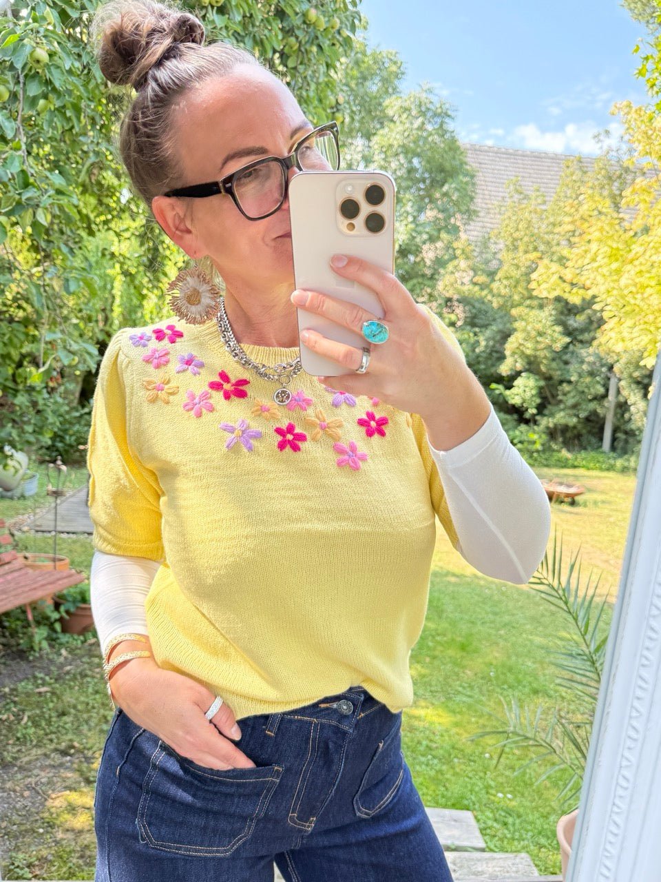 Pulli Spring Blossom in gelb - FROLLEIN KÄTHE Shop