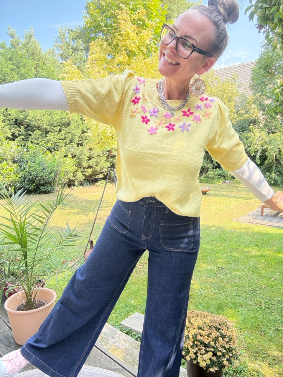 Pulli Spring Blossom in gelb - FROLLEIN KÄTHE Shop