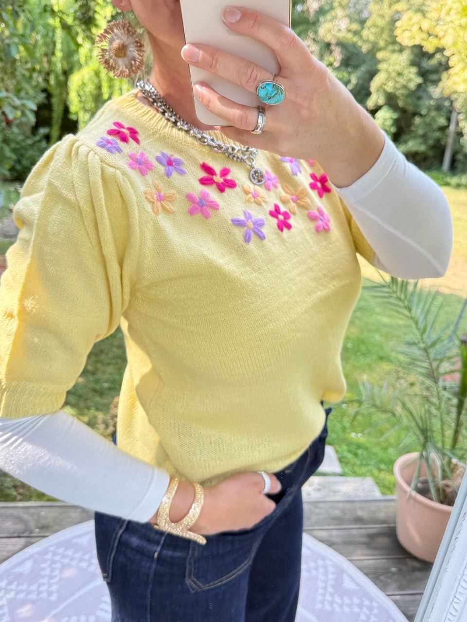 Pulli Spring Blossom in gelb - FROLLEIN KÄTHE Shop