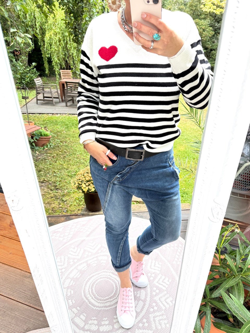 Pulli Stripes in Love Weiß - FROLLEIN KÄTHE Shop