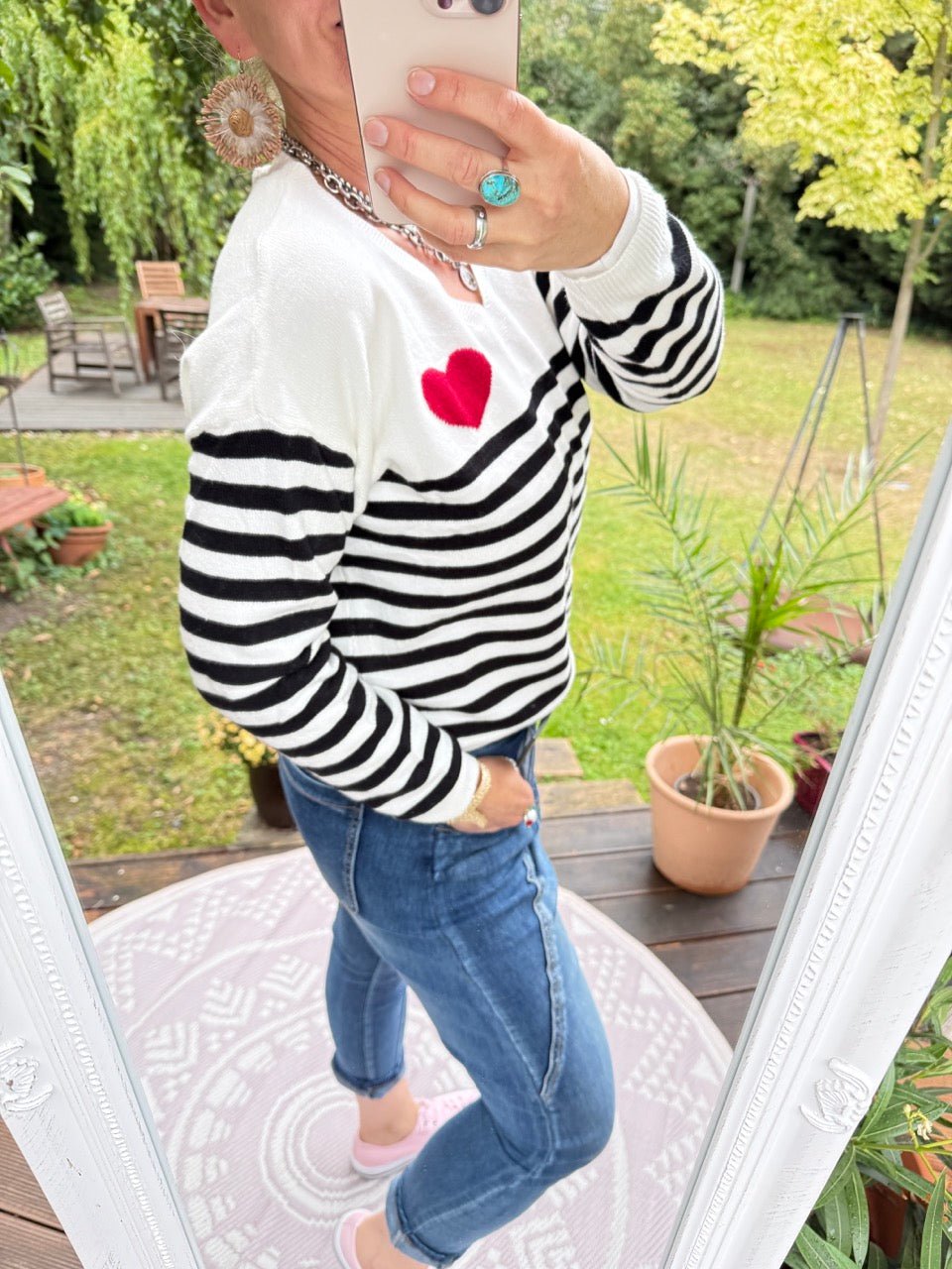 Pulli Stripes in Love Weiß - FROLLEIN KÄTHE Shop