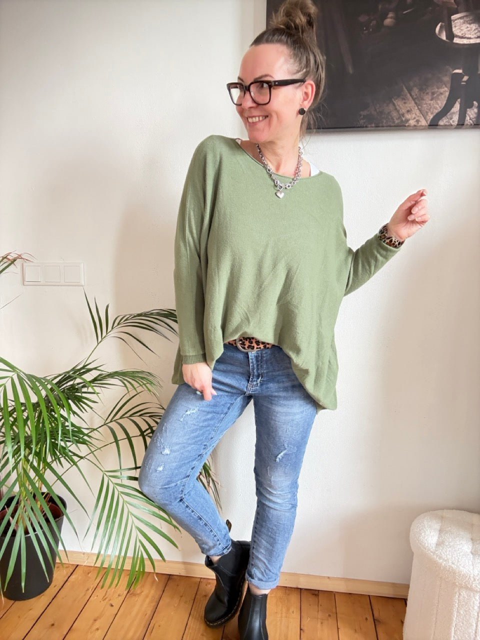 Pulli Zauberhaft Olive - FROLLEIN KÄTHE Shop