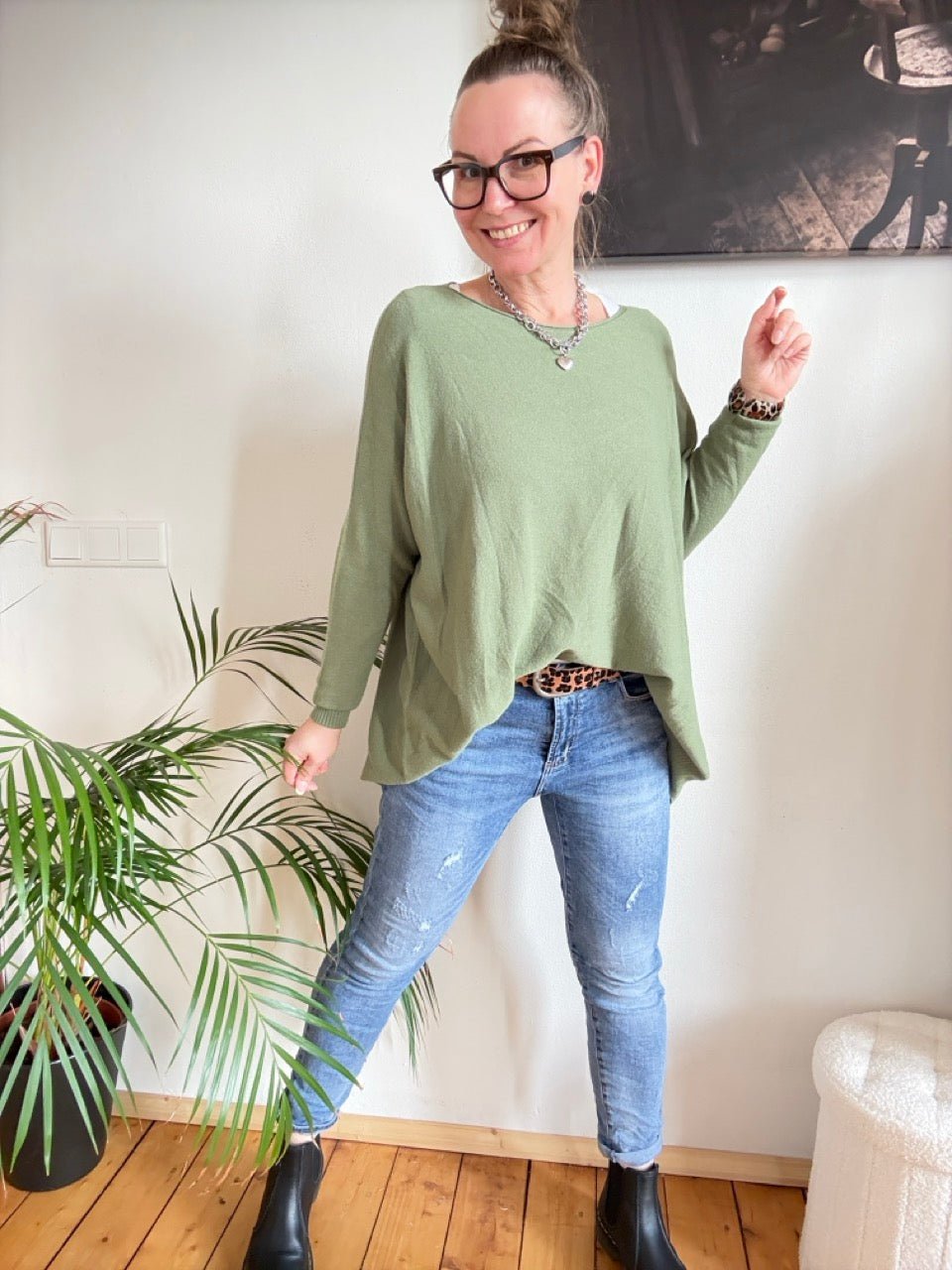 Pulli Zauberhaft Olive - FROLLEIN KÄTHE Shop