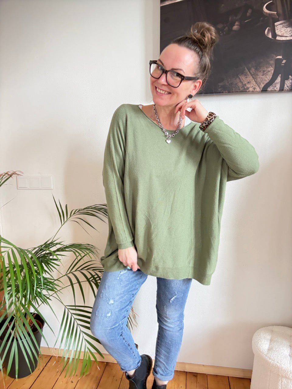 Pulli Zauberhaft Olive - FROLLEIN KÄTHE Shop