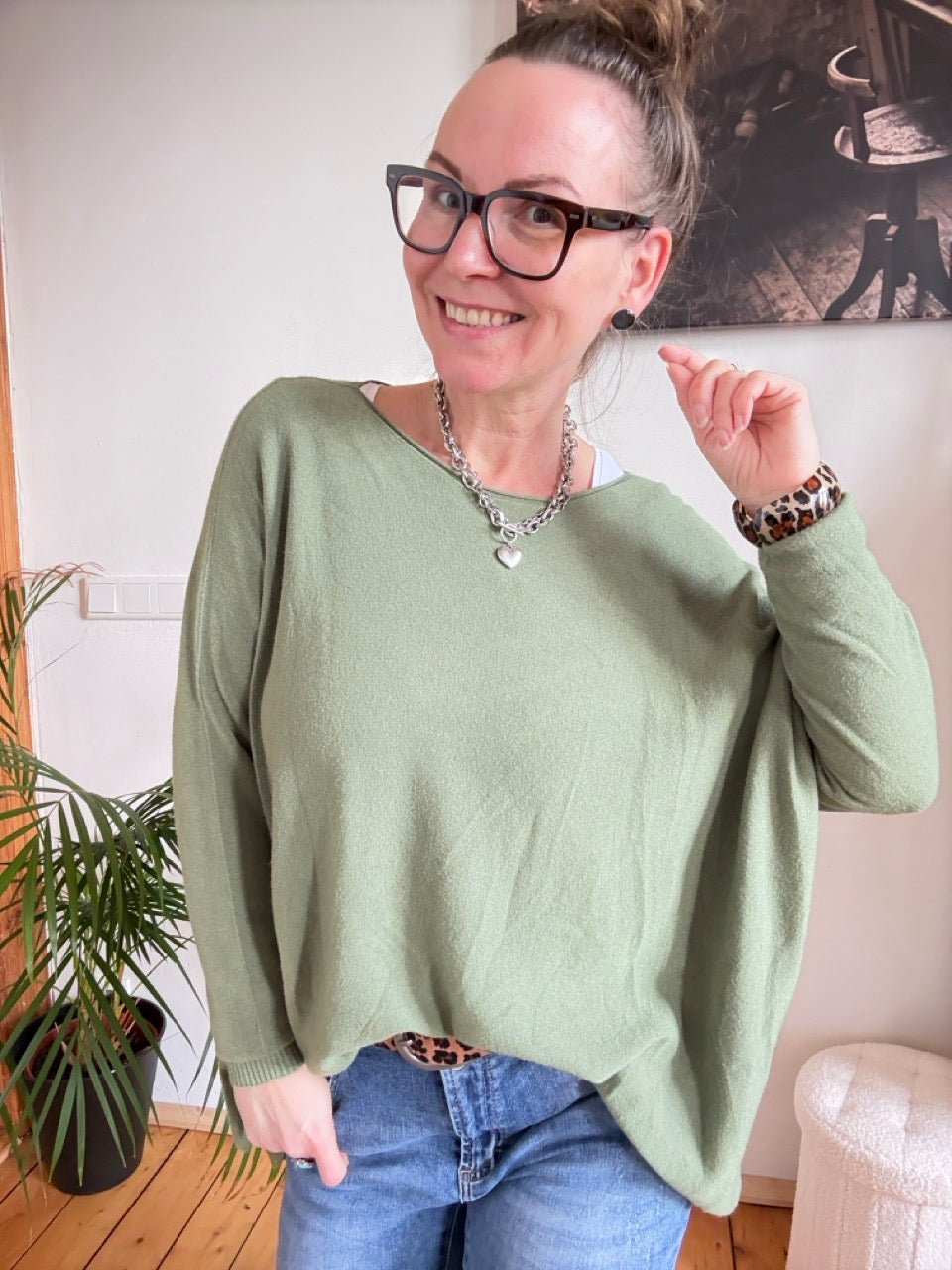 Pulli Zauberhaft Olive - FROLLEIN KÄTHE Shop
