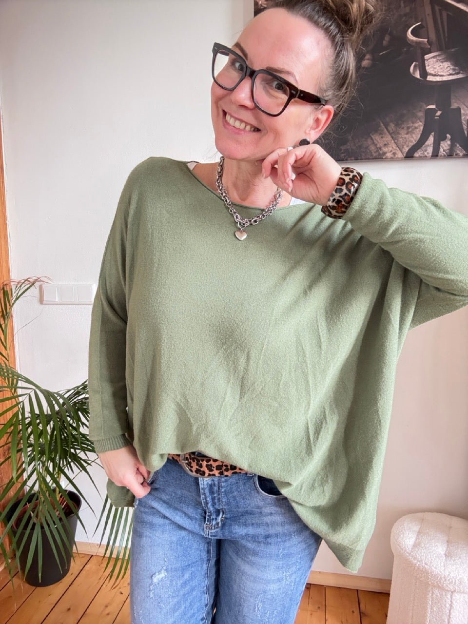 Pulli Zauberhaft Olive - FROLLEIN KÄTHE Shop
