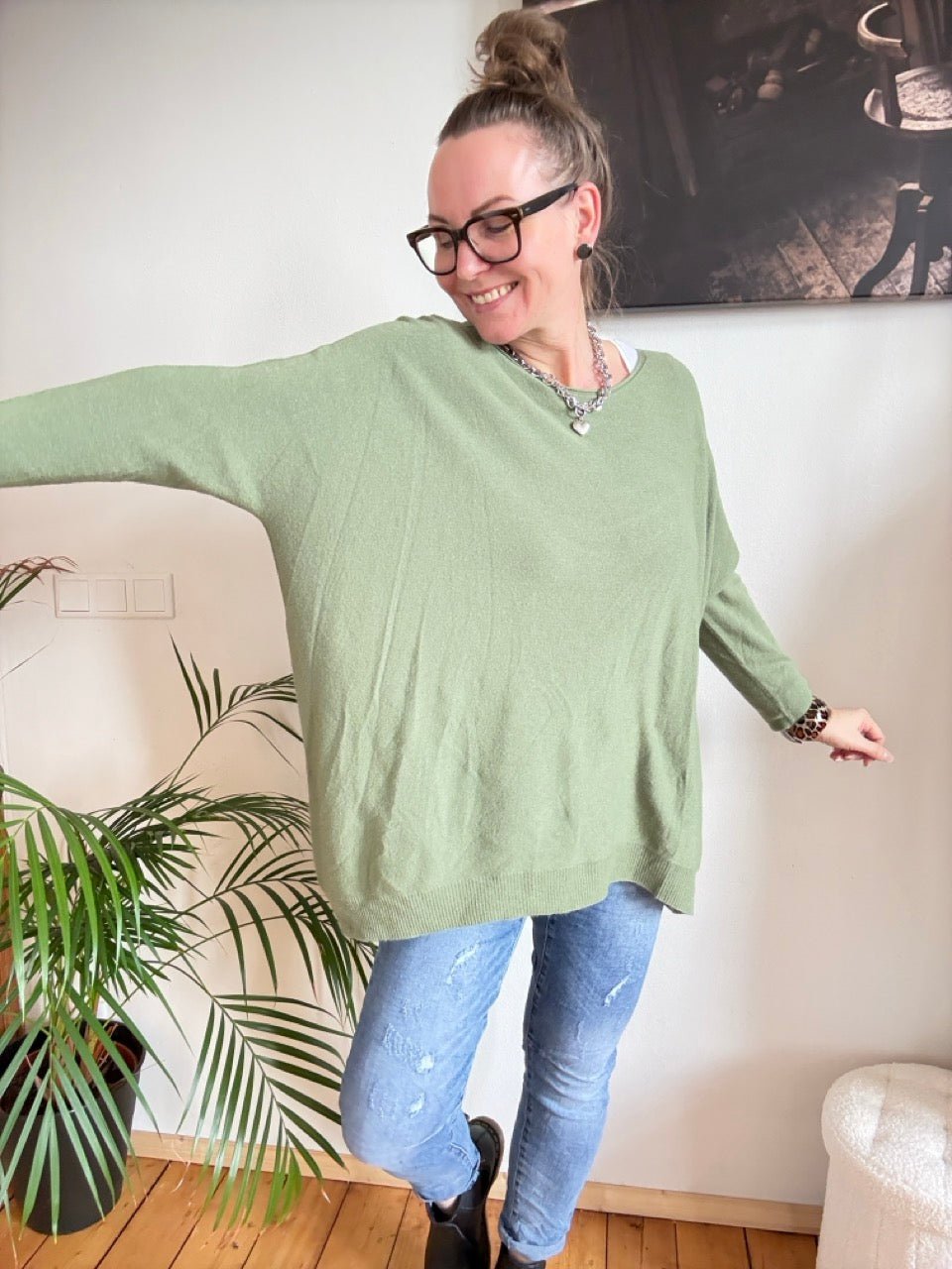 Pulli Zauberhaft Olive - FROLLEIN KÄTHE Shop