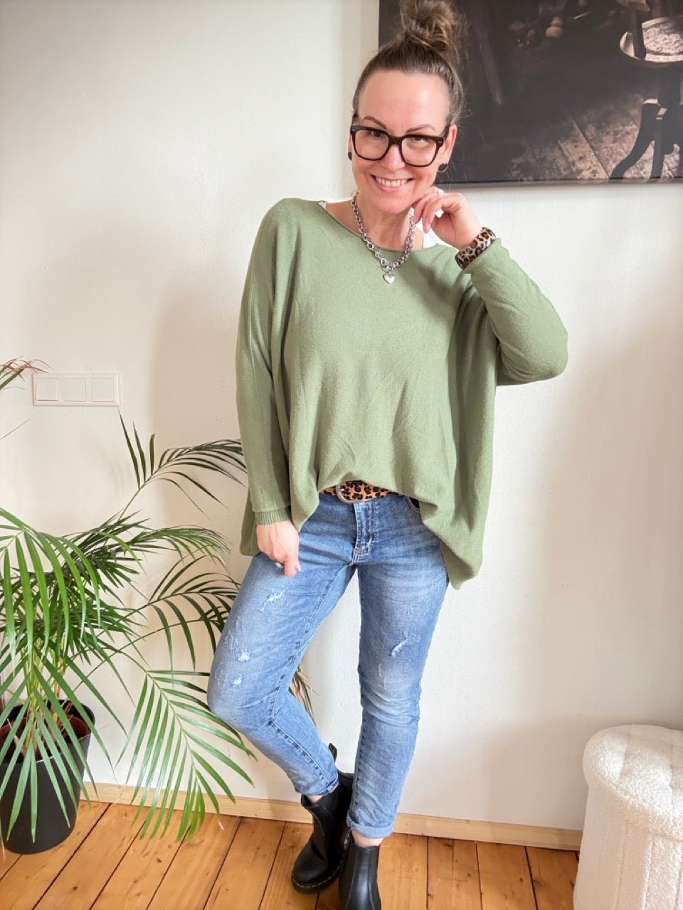 Pulli Zauberhaft Olive - FROLLEIN KÄTHE Shop