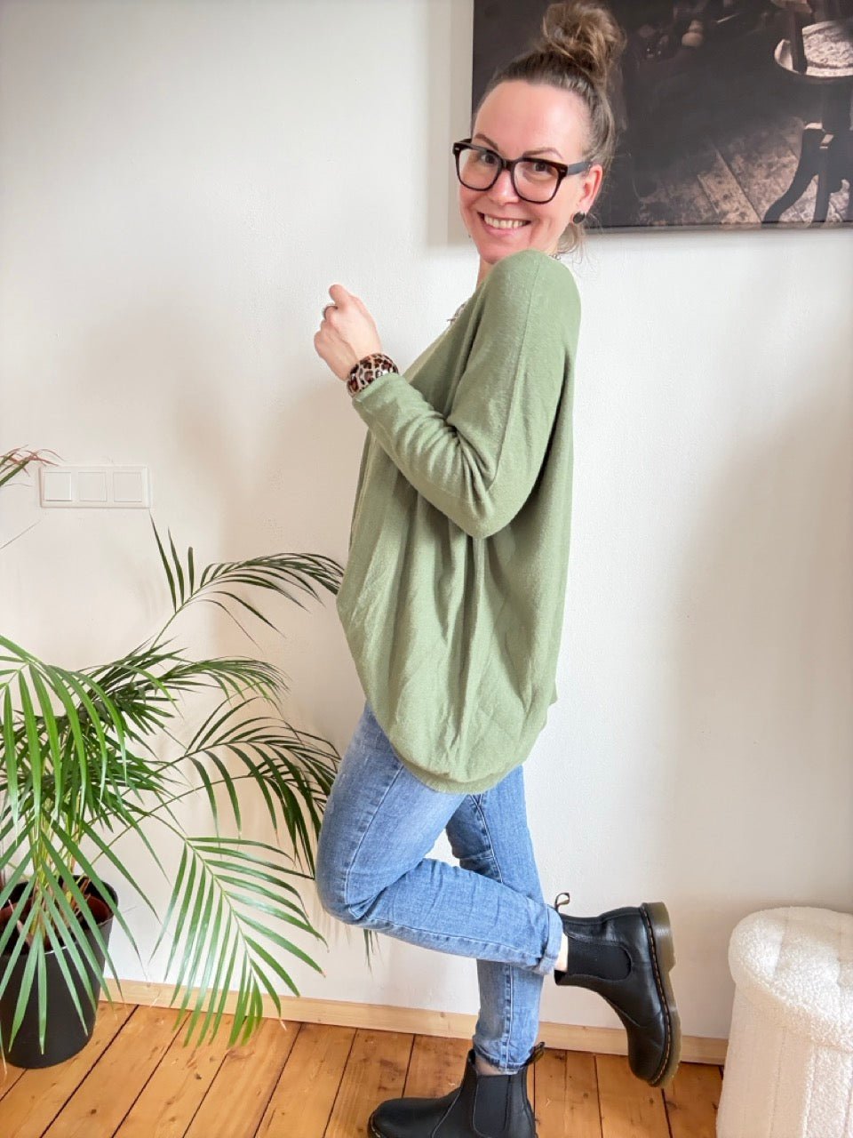 Pulli Zauberhaft Olive - FROLLEIN KÄTHE Shop