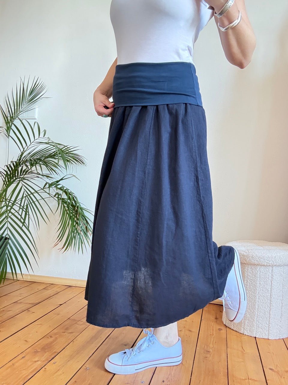 Rock Leinen Liebe Blau - FROLLEIN KÄTHE Shop