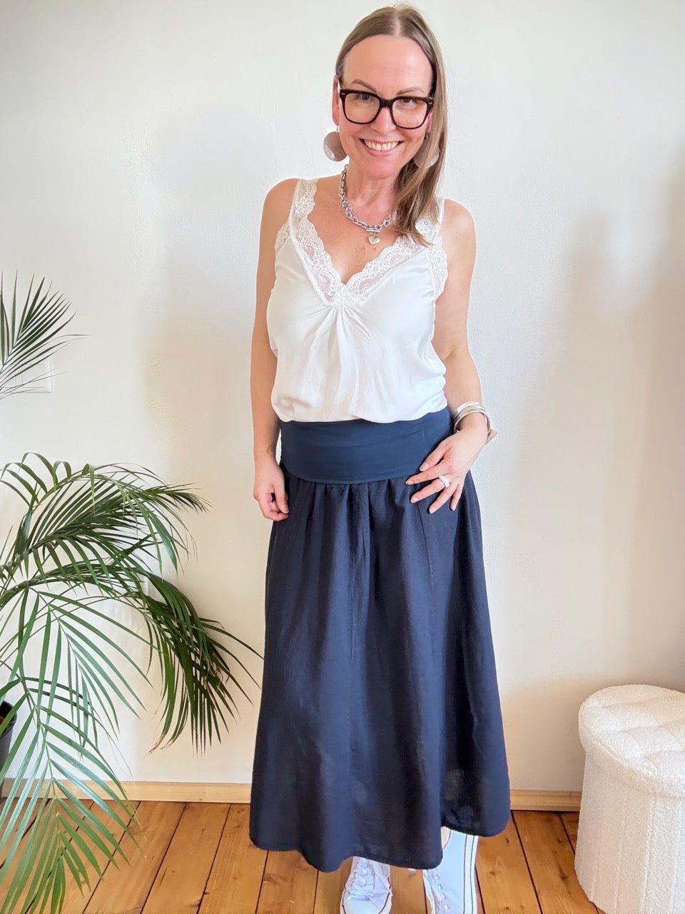 Rock Leinen Liebe Blau - FROLLEIN KÄTHE Shop