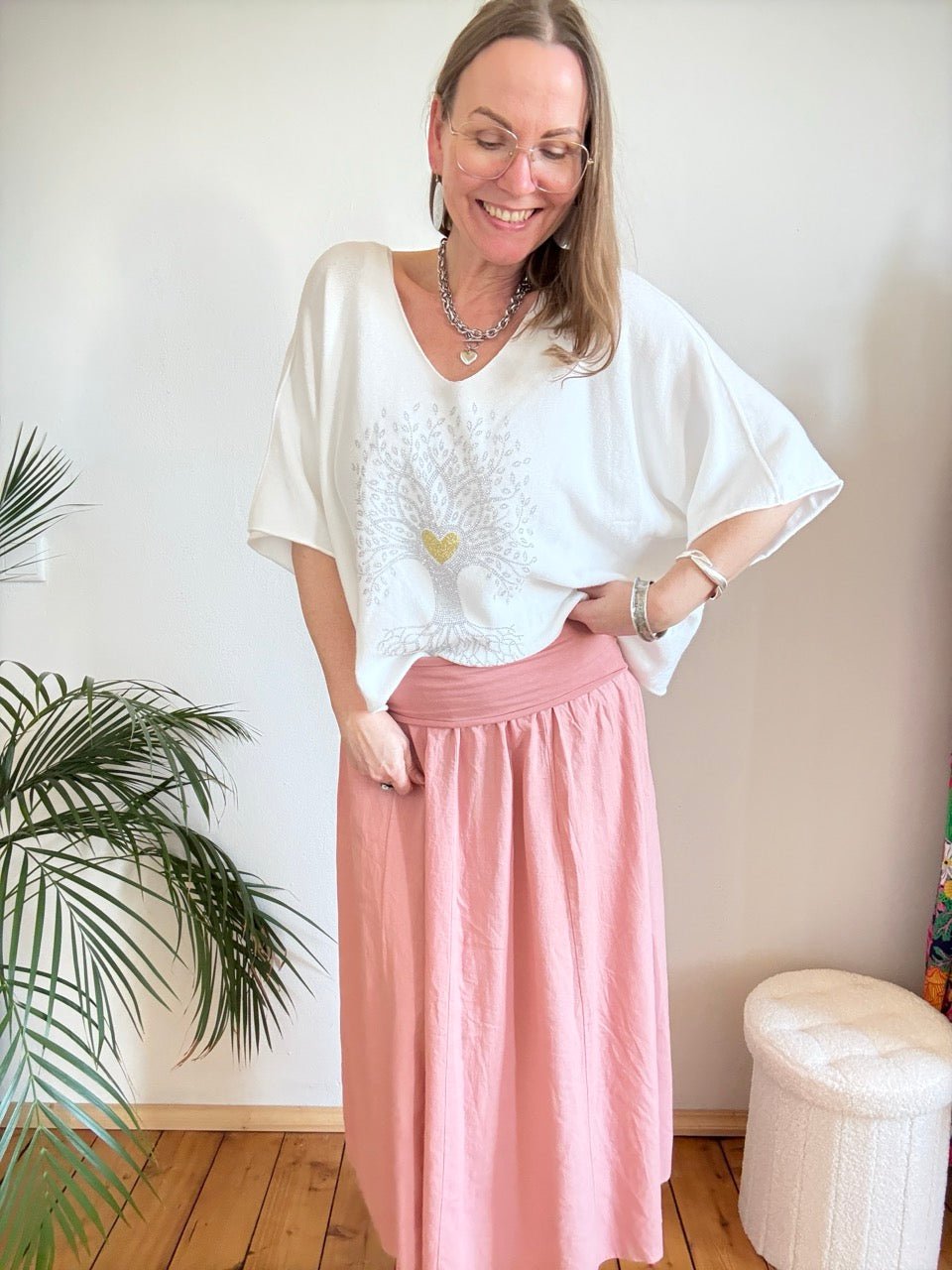 Rock Leinen Liebe Rose - FROLLEIN KÄTHE Shop