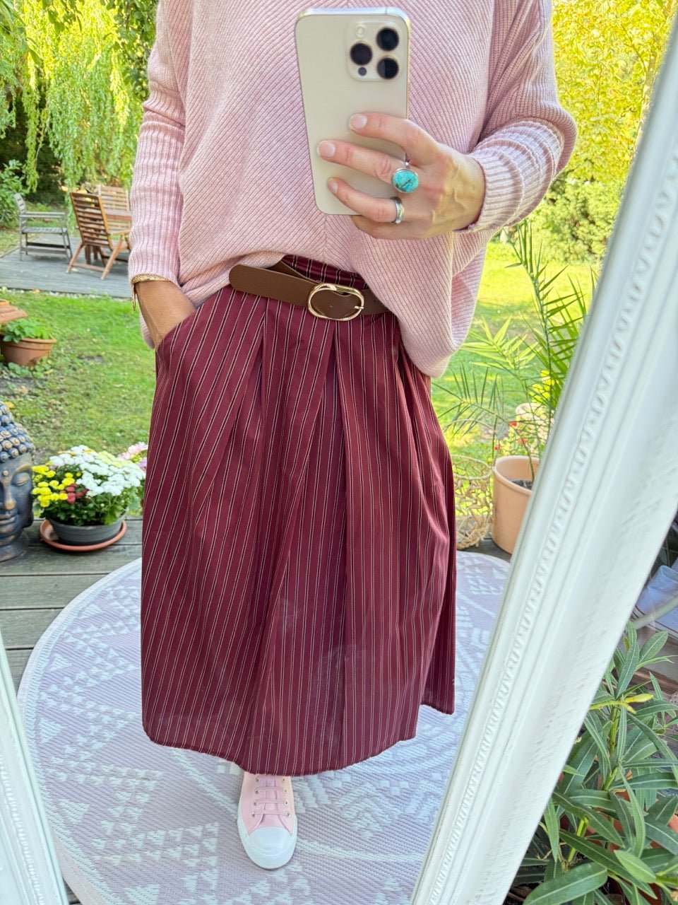 Rock Leni Cherry Stripe - FROLLEIN KÄTHE Shop