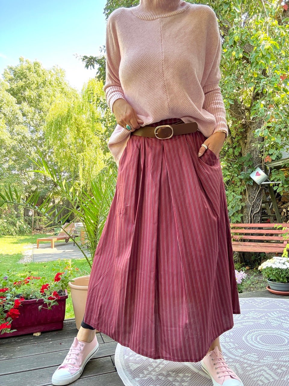 Rock Leni Cherry Stripe - FROLLEIN KÄTHE Shop